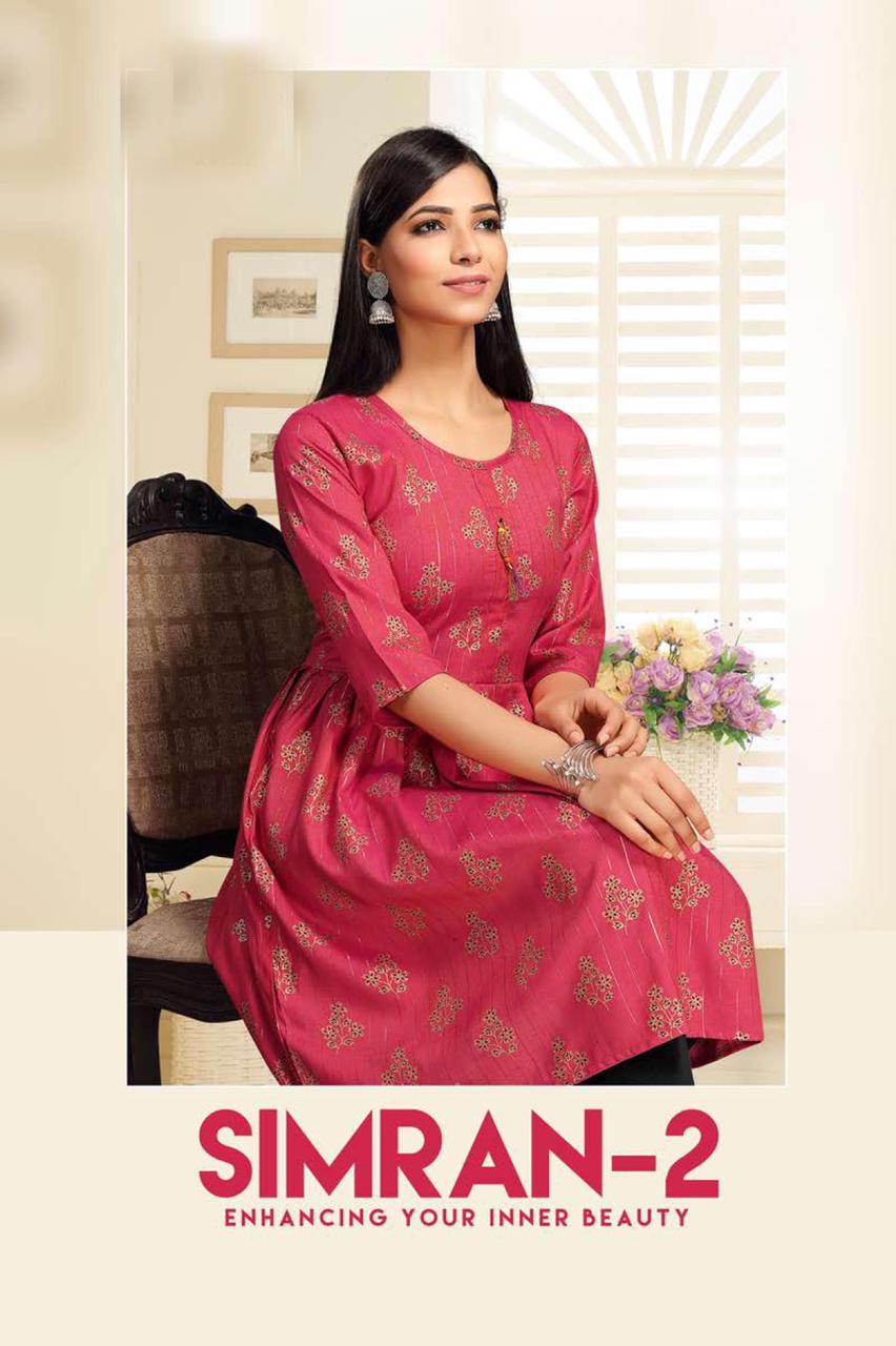 Beauty Queen Simran 2 Fancy Casual Wear Rayon Printed Anarkali Kurti Collection